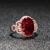 Bague Ringen Classic Rings For Women With Oval Shape Red Gemstones Rose Gold Color Charm Lady Fashion Jewelry Gift 2