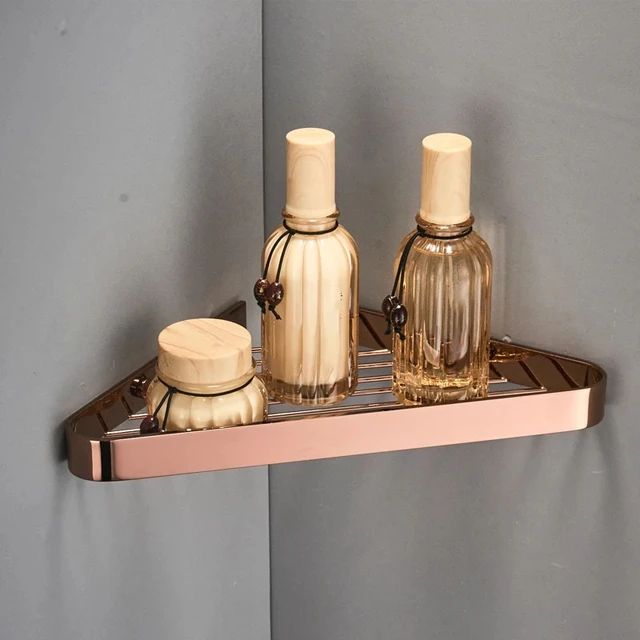 Corner Shelf Brass Bathroom Shower Rack Brushed Gold Bath Shower