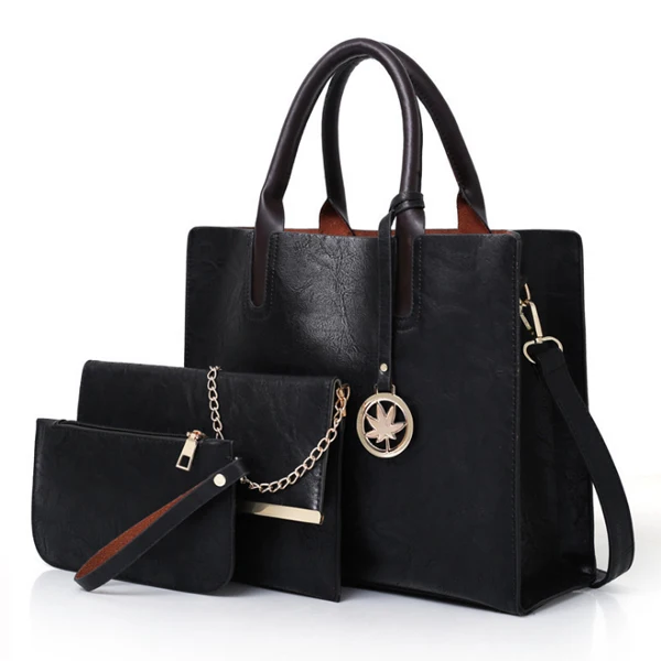 ACELURE Для женщин сумка 3 шт./компл. из искусственной кожи композитный мешок сумки с верхней ручкой для женщин Курьерские сумки женские сумки через плечо сумки из натуральной кожи - Цвет: Black