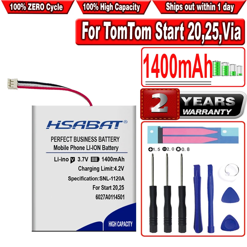 Аккумулятор HSABAT 1400 мАч для TomTom Start 20 25 Via 135 1405 KL1 GPS 6027A0114501/KL1 | Электроника