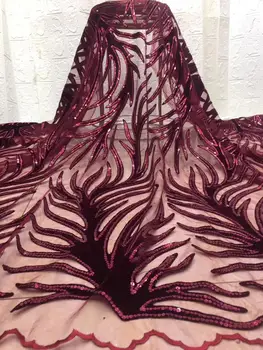 

New Arrival African Sequins Lace Fabrics 2019 High Quality Nigerian Velvet Tulle Mesh Lace Fabrics For Wedding Dress