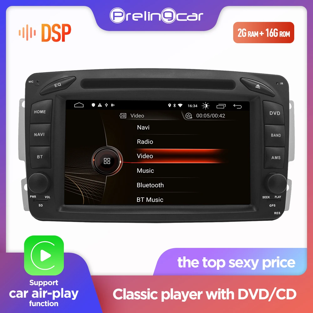 Автомагнитола Prelingcar 2DIN Android 9 0 для Mercedes Benz CLK W209 W203 W463 W208 dvd радио мультимедийный