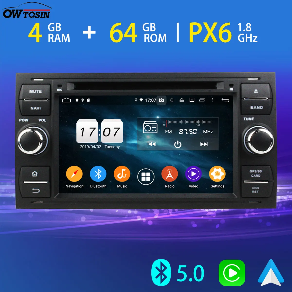 Android 10.0 DSP IPS 9 Car GPS For Ford Galaxy C-Max Fiesta Fusion Connect PX6 4+64G Radio WiFi 4G SIM Bluetooth 5.0 DAB | Автомобили и