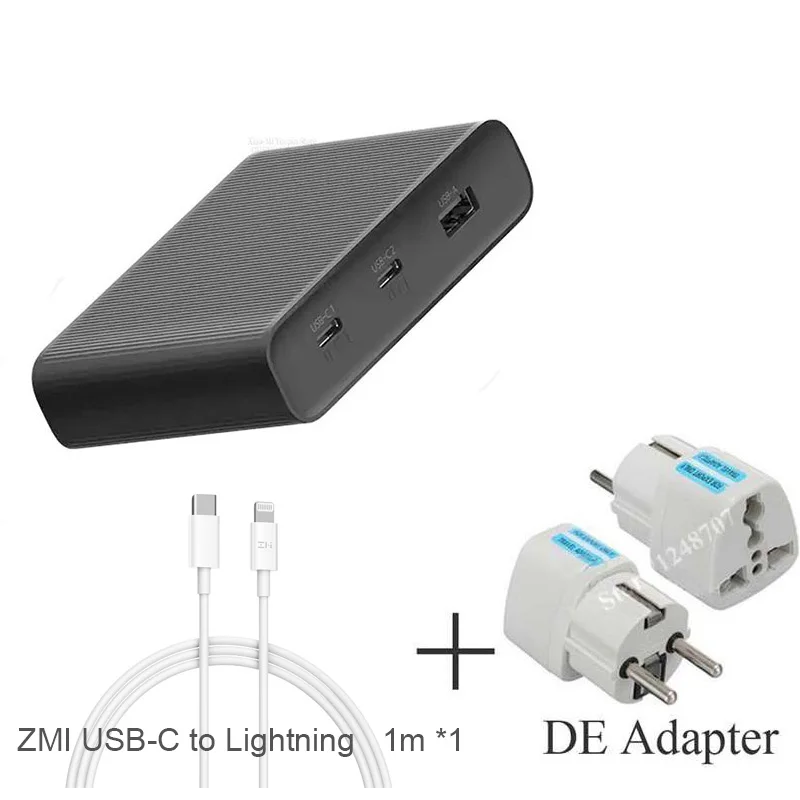 Type 7 Оригинальное настольное зарядное устройство Xiaomi ZMI 65 Вт 3 порта PD3.0 USB 2C1A для Android iOS переключатель PD 3,0 QC умный Выход Max Solo c1-65w c2-1 - Цвет: Type 7