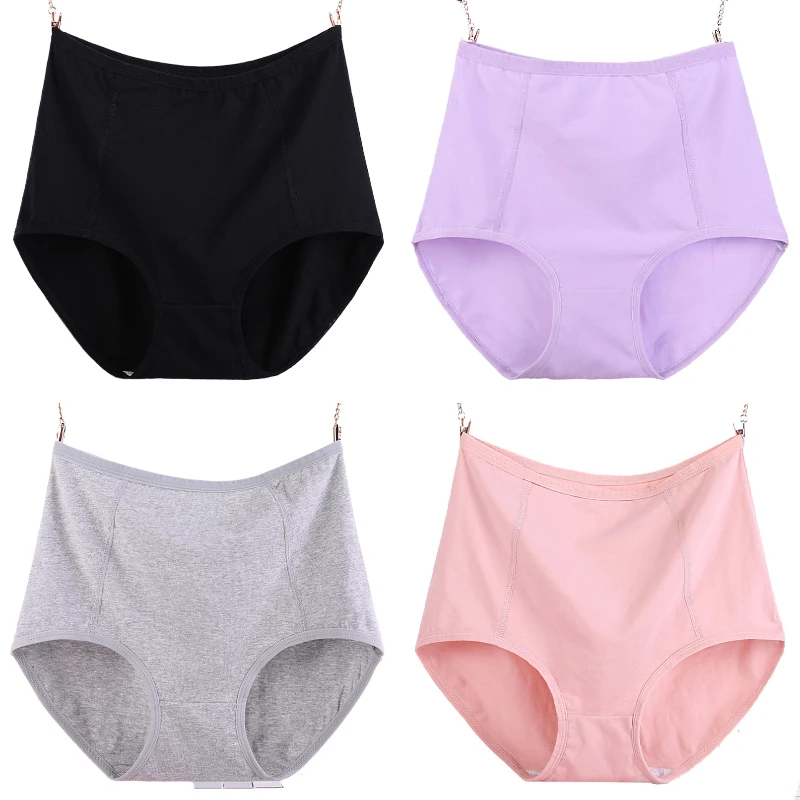 4Pcs/Lot High Waist Underwear Women Pure Cotton Medium Waist Fat Extra Size Underwear Women 200KG RedTriangle Underwear XL-6XL