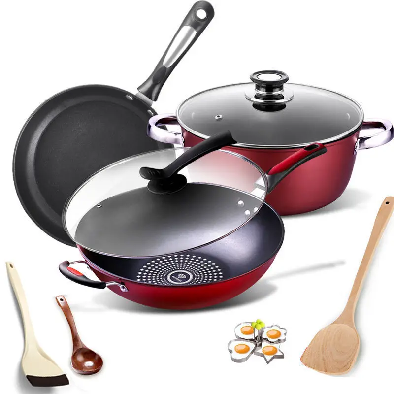 

Cookware Combination Household Multi-functional Frying Pan Stew Pot Fuel Gas Cooker Applicable