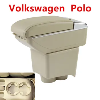 

For Volkswagen VW Polo 9N/9N3 02-09 Vivo 10- Dual Layer Car Armrest Cup Holder Center Centre Console Storage Box Tray Leather