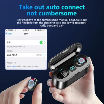 

H&A Bluetooth V5.0 Earphones Wireless Headphones With Microphone Sports Waterproof Headsets 2200mAh Charging Box For Android