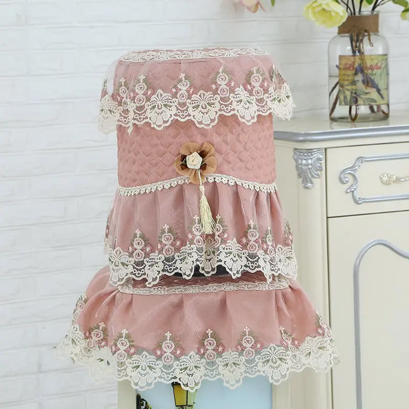 New Drinking Fountain Cover Two-Piece Dust Cover Pastoral Fabric Lace Living Room Household Drinking Fountain Bucket Cloth