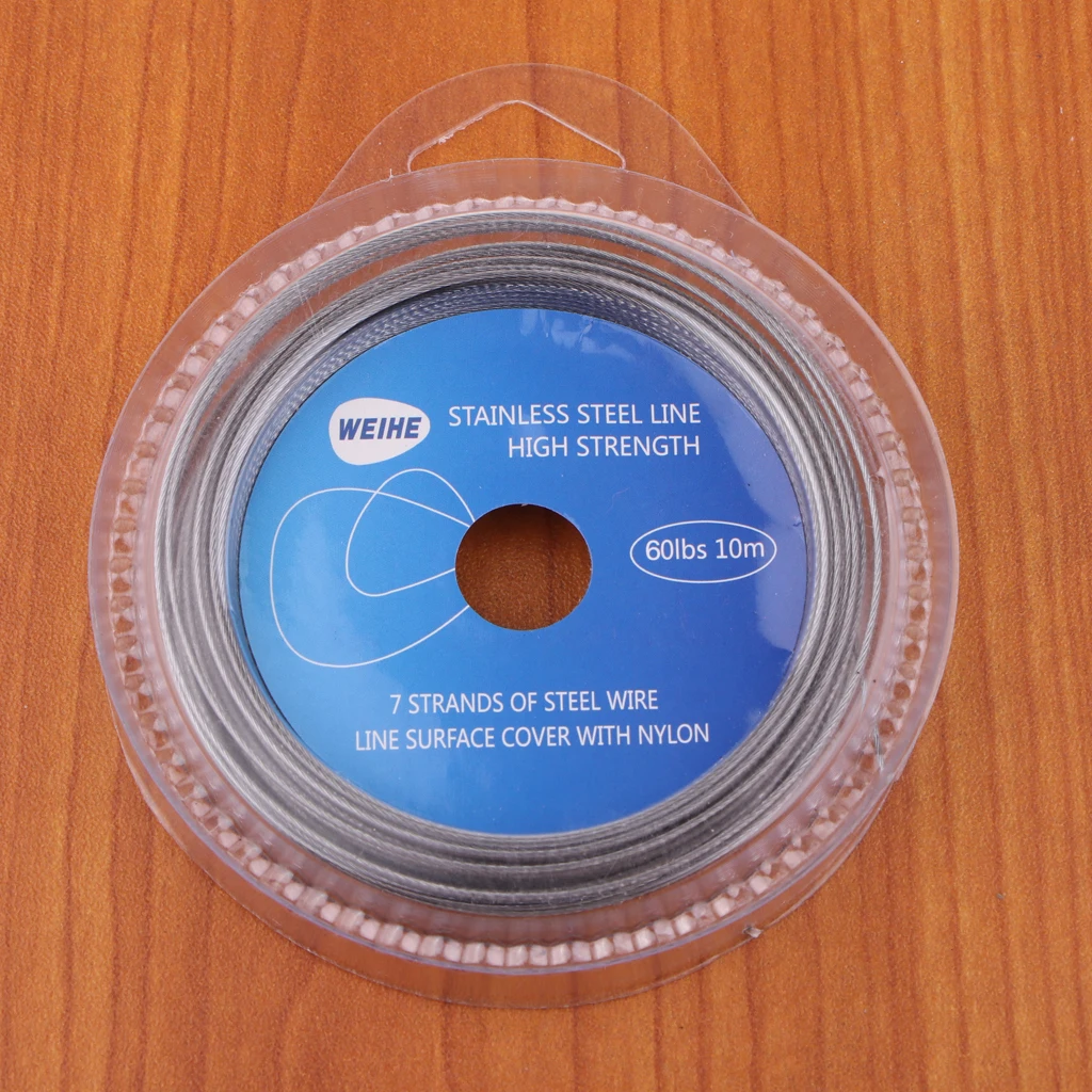 2pcs Fishing Steel Wire Fishing Line 10m 7 Strands Braided Leader Wire with 12pcs Crimps Sleeves