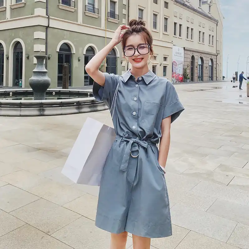ワンピースショーツセット夏ロンパース女性半袖ルーズカジュアル脚ショートパンツオーバーオールストリートヒップホップジャンプスーツ Aliexpress