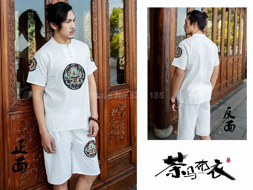 Традиционная Свободная блуза в китайском стиле с вышивкой Fanfu, одежда для мужчин, винтажный костюм Tang, футболка в восточном стиле, футболки кунг-фу, топы, наряды