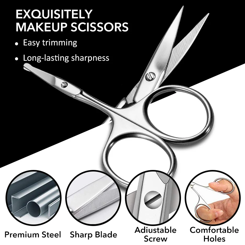 1Pcs Professional Nail Scissor Manicure for Nails Eyebrow Nose Eyelash Cuticle Scissors Curved Pedicure Makeup Tools 2