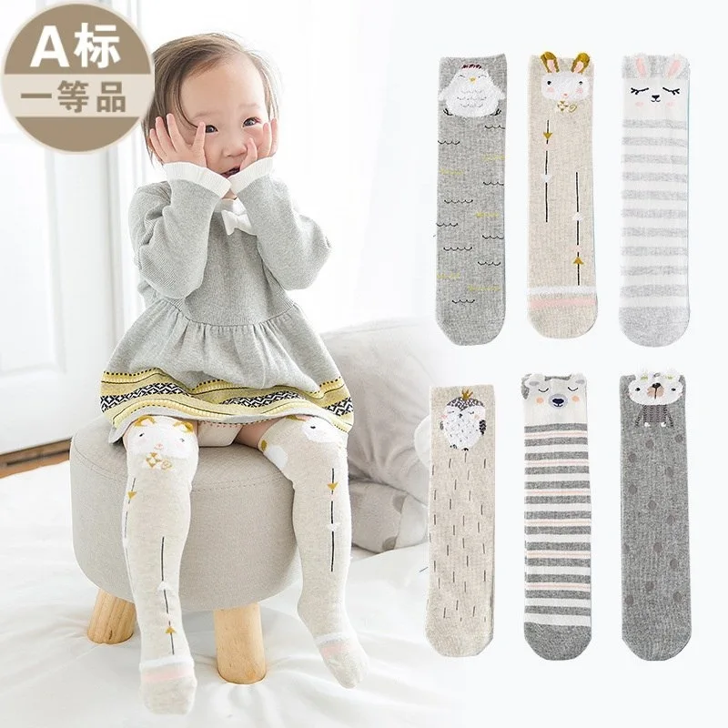 

Spring And Summer ji nv Baby Infants Children Pure Cotton Polka Dot over-the-Knee Relent in Hose Pure Cotton Socks 0-1-2-4-Year-