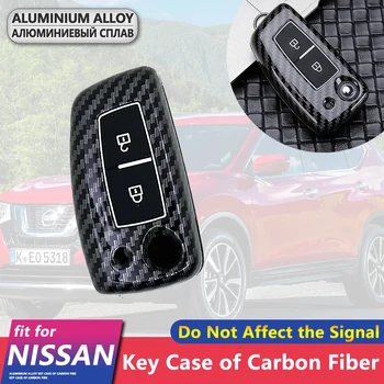 

Metal Carbon Fiber Car Key Cover Case Shell Foldable 2 Buttons for Nissan X-Trail Qashqai Tiida Kicks Micra Pulsar Accessories