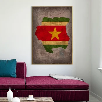 

Country Flag Maps Poster Suriname Country Flag Map Canvas Print Home Decor Wall Art Decor No Frame
