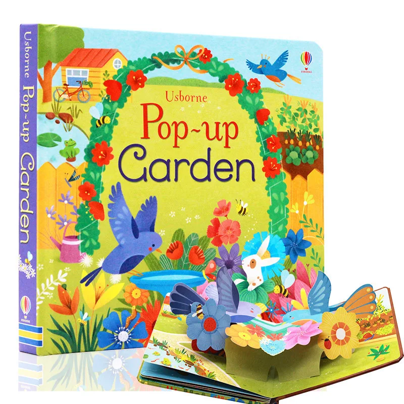 

Usborne Pop Up Garden English 3D Flap Picture Books Kids Reading Book baby learn English language Books for Children