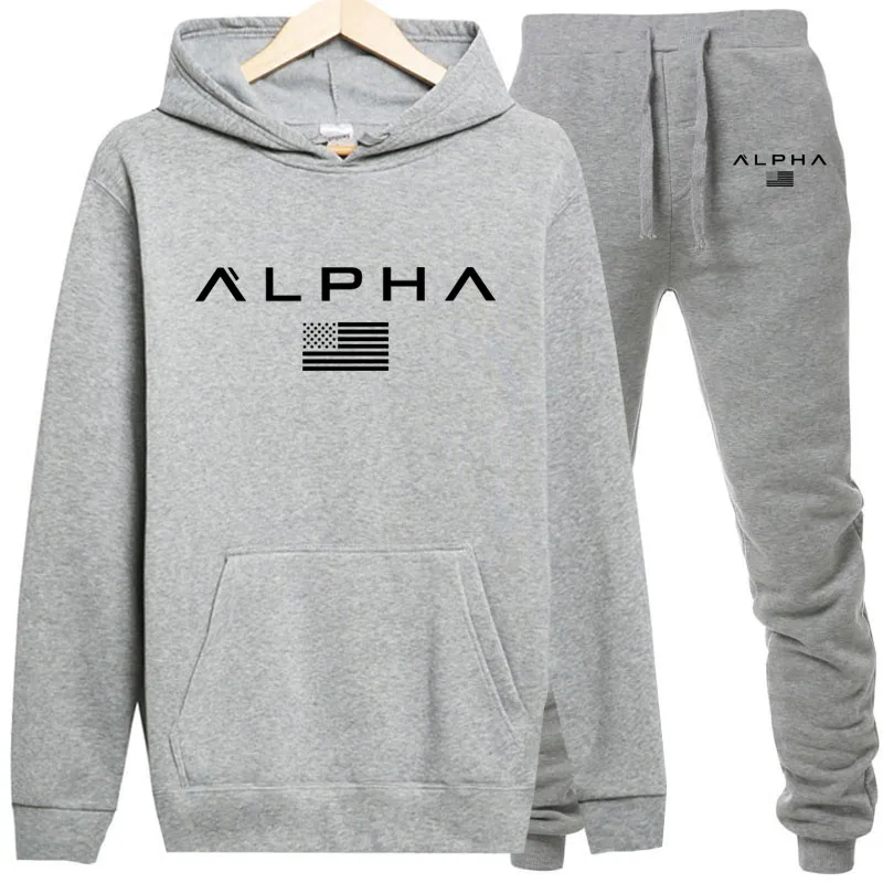 Promo new alpha series hoodies mens spring fashion brand pullover solid color sportswear pullover men sportswear Winter mens warm coat