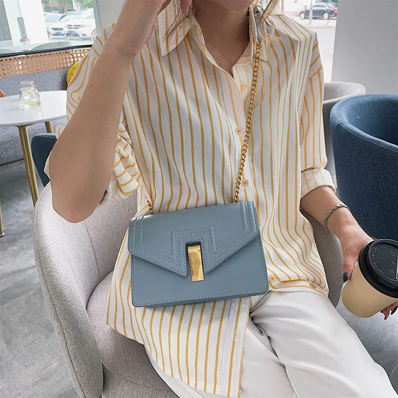 

Summer Female New Style 2009 Fashion Leisure Slant Small Square Bag Concave-convex Mori Single Shoulder Chain Bag