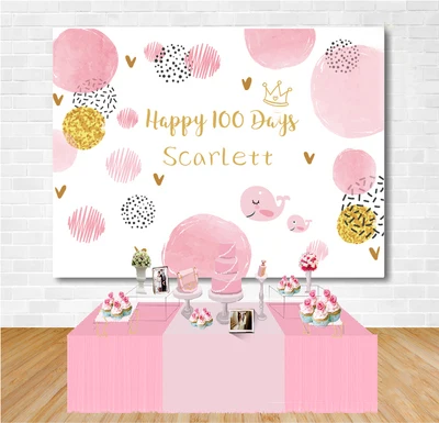 Free shipping 1pcs custom name date photo pink birthday party decoration wedding holiday opening sign large Background wall - Color: Version L