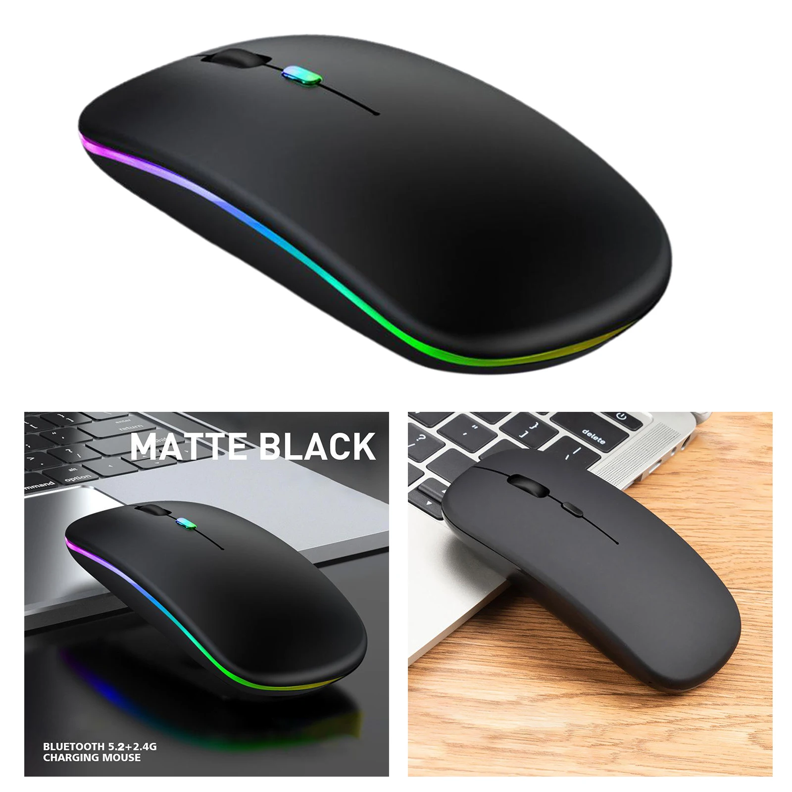 Silent 2.4G LED Wireless Mouse Rechargeable Optical Laptop Desktop Mouse