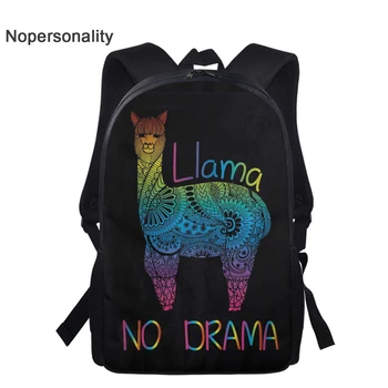 

Nopersonality Cute Alpaca Print Backpack for Primary School Students Unique Preppy Style Bagpack Children Polyester BookBag
