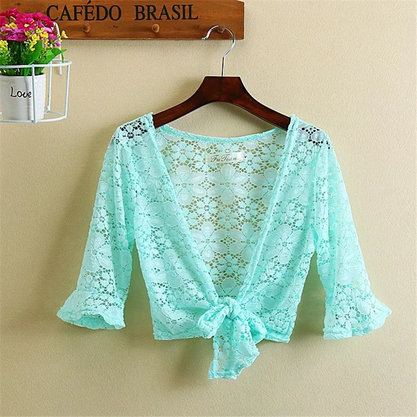 

2020 Summer Elegant Women Lace Shawl Capes Lady White Wraps Bow Tie Wrap Bolero Accessories Coat Tops Sun Protection Coat WZ1171