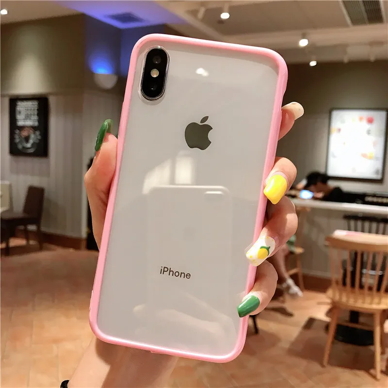 Lovebay прозрачный чехол карамельного цвета для iphone 11 Pro X XR XS Max мягкие ТПУ акриловые простые Чехлы для телефона для iphone 6 6S 7 8 Plus X - Цвет: Розовый