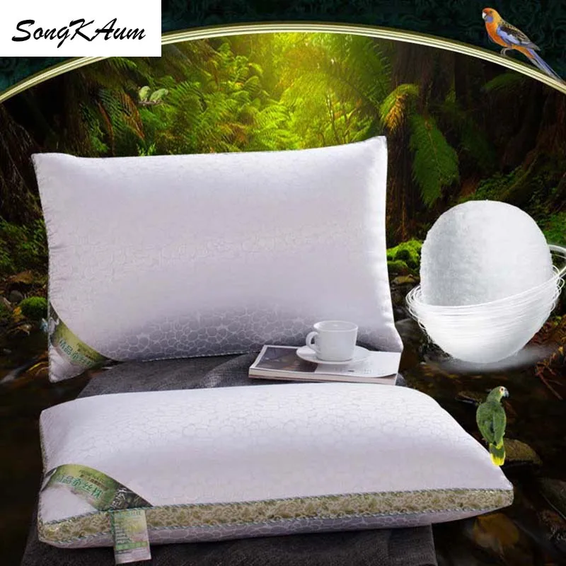 Songkaun-almohada de seda de morera de alta calidad para el cuidado de la salud, 100% de algodón satinado, jacquard, 100% hotel de cinco estrellas