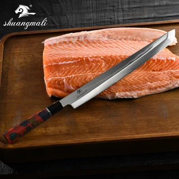 

11 inch Salmon Fish Sashimi Knives Damascus Japanese Filleting knives Multi function Gift Slicing Filleting Fish Sushi Knife