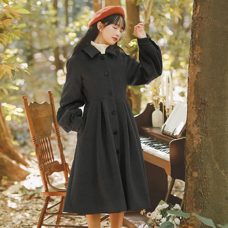 

Autumn and winter 2020 art RETRO coat Hepburn wind coat lapel fur coat woman thin windbreaker coat woman