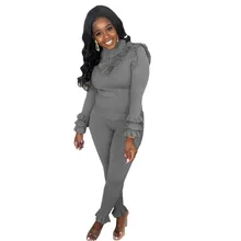 European and American Ruffled Wool Fabric Leisure Sports Jumpsuit Set 2020 Spring Jumpsuit Two-piece Suit European and American Ruffled Wool Fabric Leisure Sports Jumpsuit Set 2020 Spring Jumpsuit Two-piece Suit