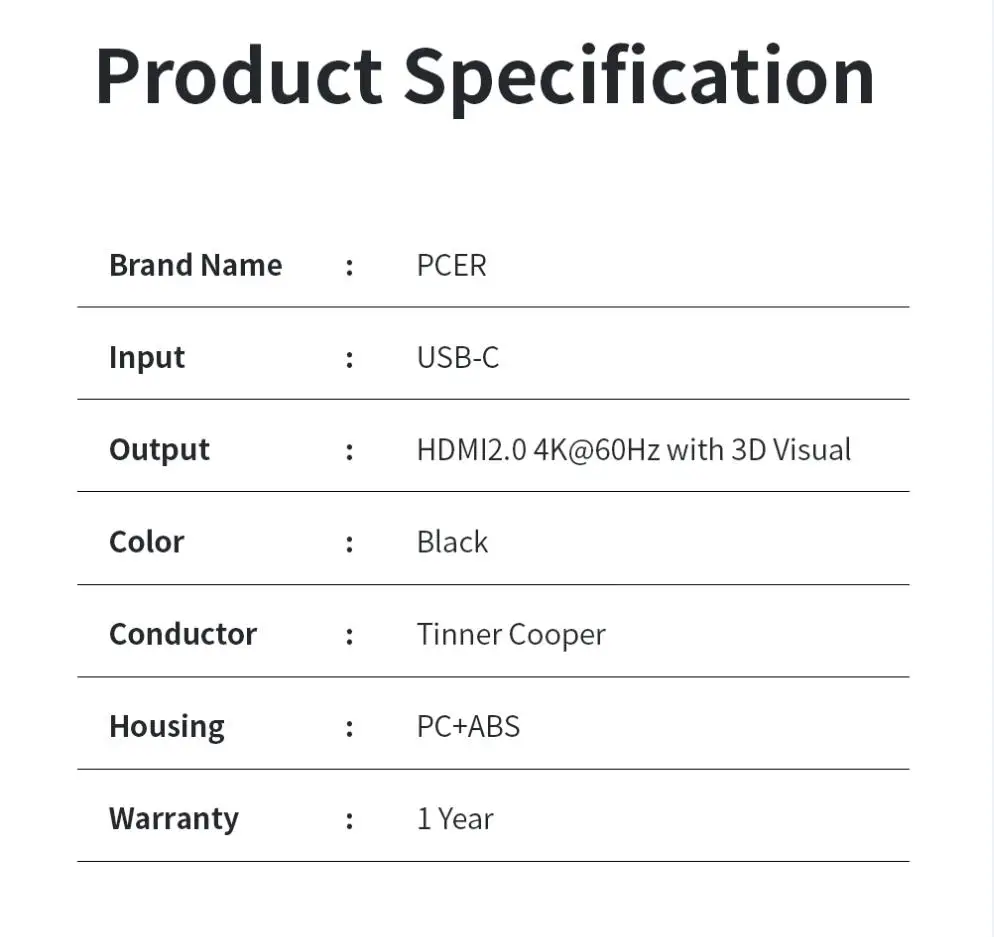 Кабель PCER USB C HDMI 4K Type Thunderbolt3 конвертер для MacBook Huawei Mate 30 адаптер|Кабели VGA| |