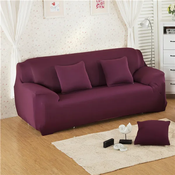 Эластичный чехол на диван однотонные Цвет спандекс европейских и американских полиэстер угловой диван покрывало для дивана стоматологическое кресло крышка протектор Гостиная 1/2/3/4 местный - Цвет: Purple Red