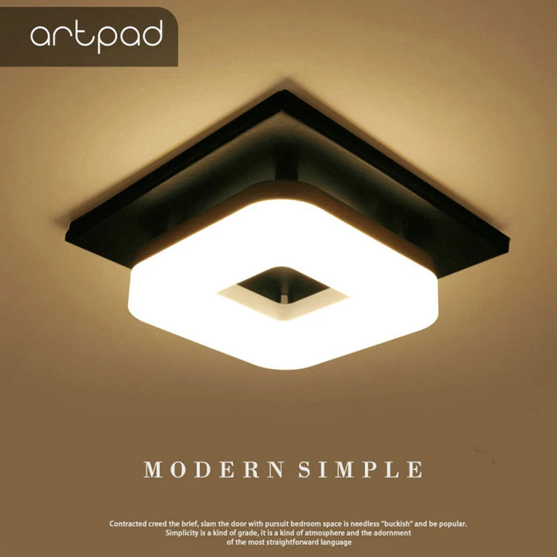 Skup Artpad nowoczesna podtynkowa lampa sufitowa korytarz ganek lampa balkonowa oświetlenie wewnętrzne montowane na powierzchni kwadratowe lampy sufitowe LED
