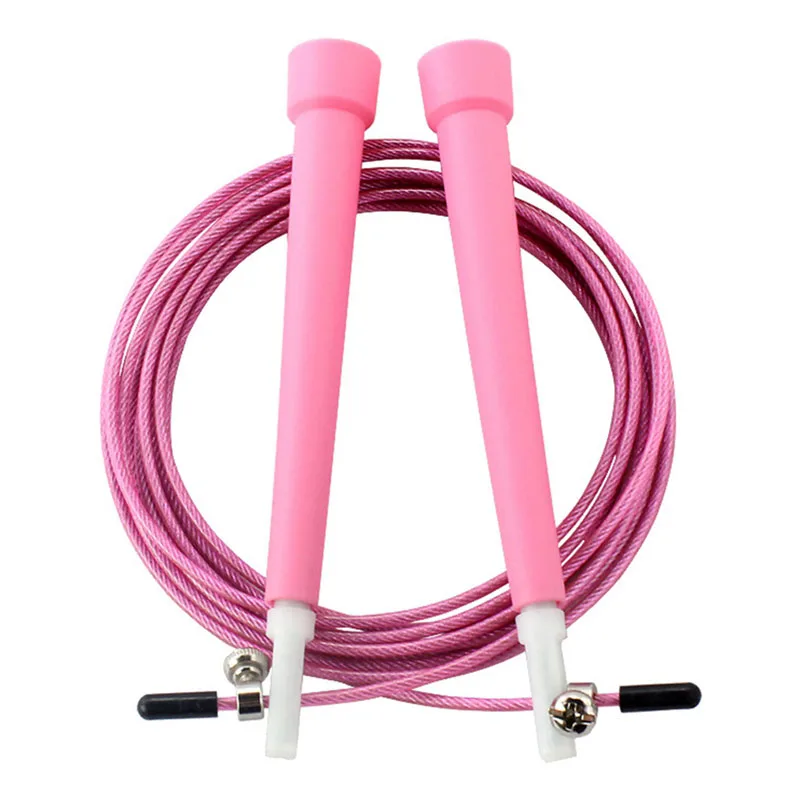 Для мужчин Womnen Скакалка Стальная проволока ручка PVC гоночный скакалки здания тела Фитнес аксессуары hs - Color: Pink
