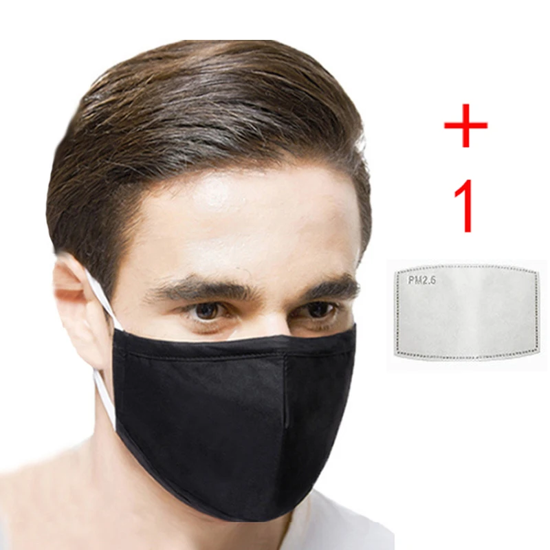 

Black Stylish Protective Adult Mask Can Be Changed Filter Bacteria Dust PM2.5 Filter Chip Breathing Valve Earband In Stock