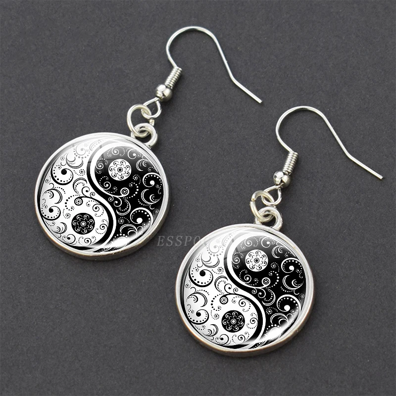 Earrings cabochon hanging earrings silver 12 mm hanging earings silver
