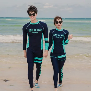 

Bathing Suit Girl Tankini Swimwear Swimsuits Two Pieces Woman 2019 Korea Long Sleeve Surfing Men Trousers Floating Diving Mother