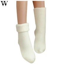 Womail, женские зимние хлопковые махровые носки, одноцветные толстые нескользящие носки-тапочки, ковровые носки, махровые носки, толстые махровые носки, носки-Тапочки