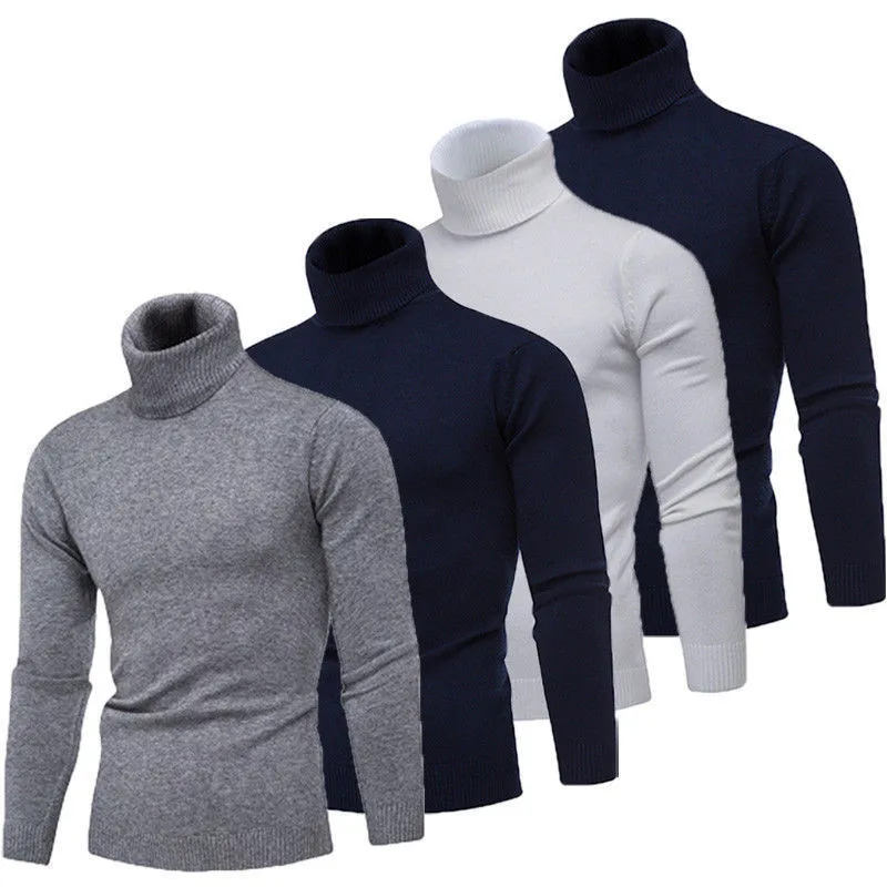 Мужская водолазка вязаный свитер хлопок длинный рукав Slim Fit Осень Зима Верхняя