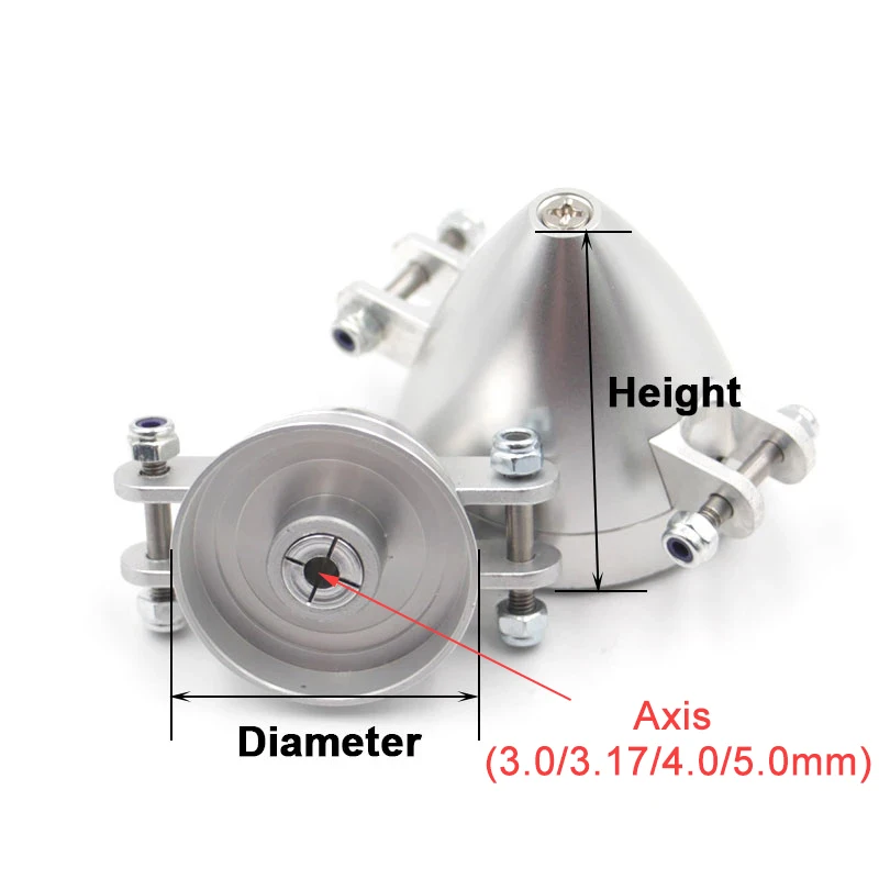 Silver Aluminum Alloy Folding Propeller Spinner Cover D28 D33 D38 D43 D48mm Shaft Diameter 3.0/3.17/4.0/5.0mm for RC Glider DIY 3