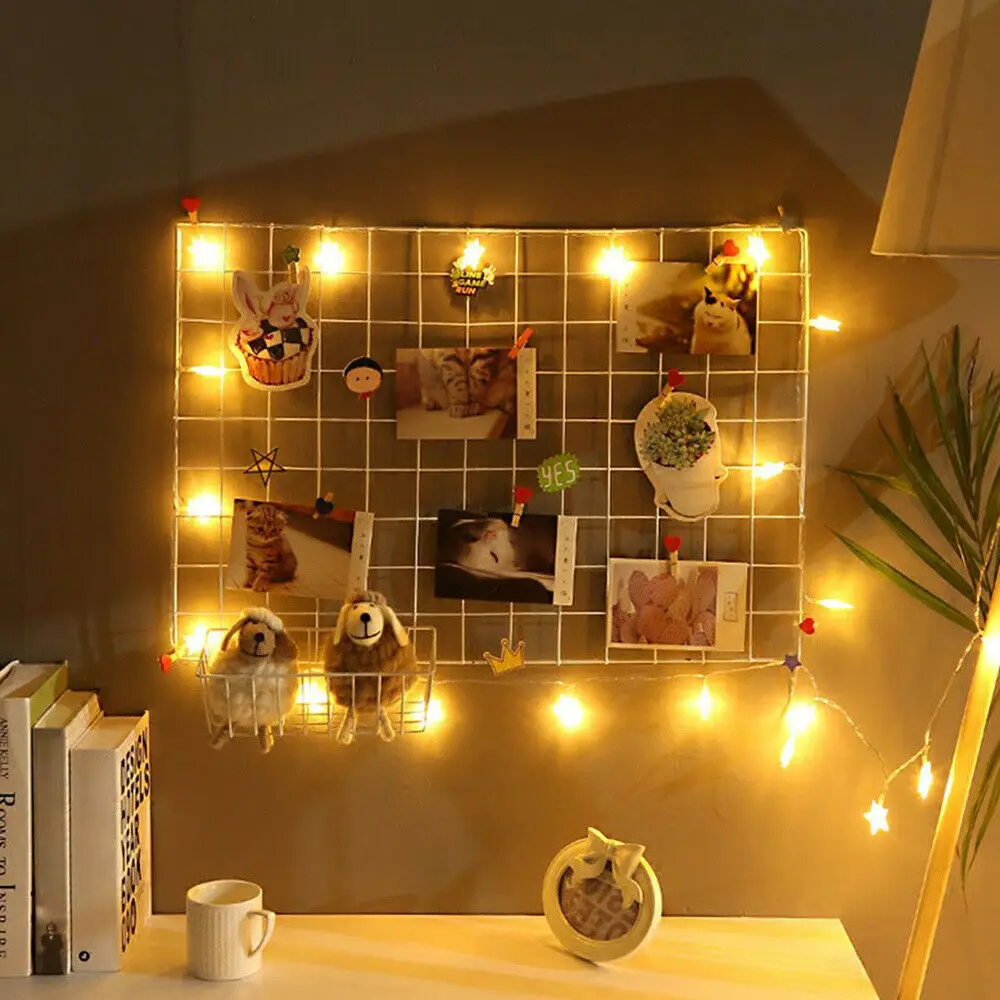 

20x20cm Nordic Metal Mesh Grid DIY Wall Photos Postcards Wall Art Display Mesh Organizer Pictures Frame Holder Home Decor