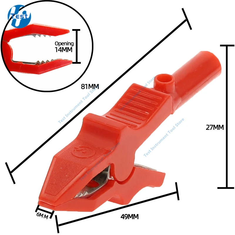 2pcs/lot 30A Red Black Copper Alligator Clip For 4mm Banana PLUG Test Probes