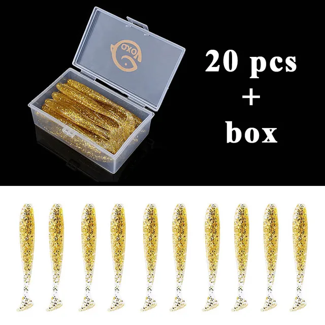 QXO Fishing Soft Lure Worm With Box Silicone Bait Swimbait Streamer Sea Fishing Spoon Lure 7cm 10cm Wobbler Set 20pcs