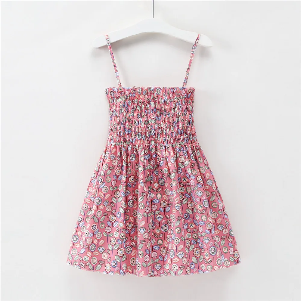 Детское платье без рукавов для девочек летние платья с цветочным принтом для девочек 1-7 лет Детская одежда хлопковое платье принцессы для малышей - Цвет: DZ00020