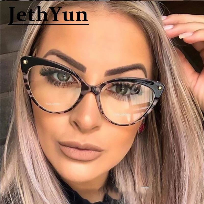 Оптическая оправа для женщин дизайнерская оправа для очков Amazon горячая Распродажа TR90 заклепки кошачий глаз очки оправа прозрачные линзы очки винтажные