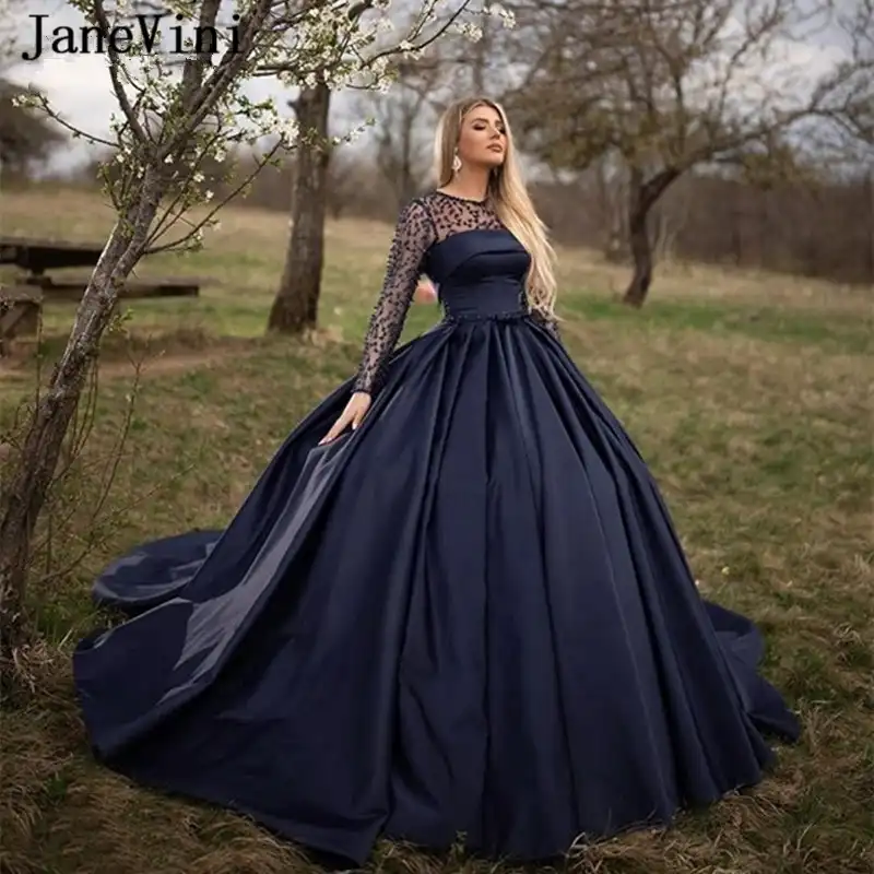 Long sleeve dark blue dress Clearance