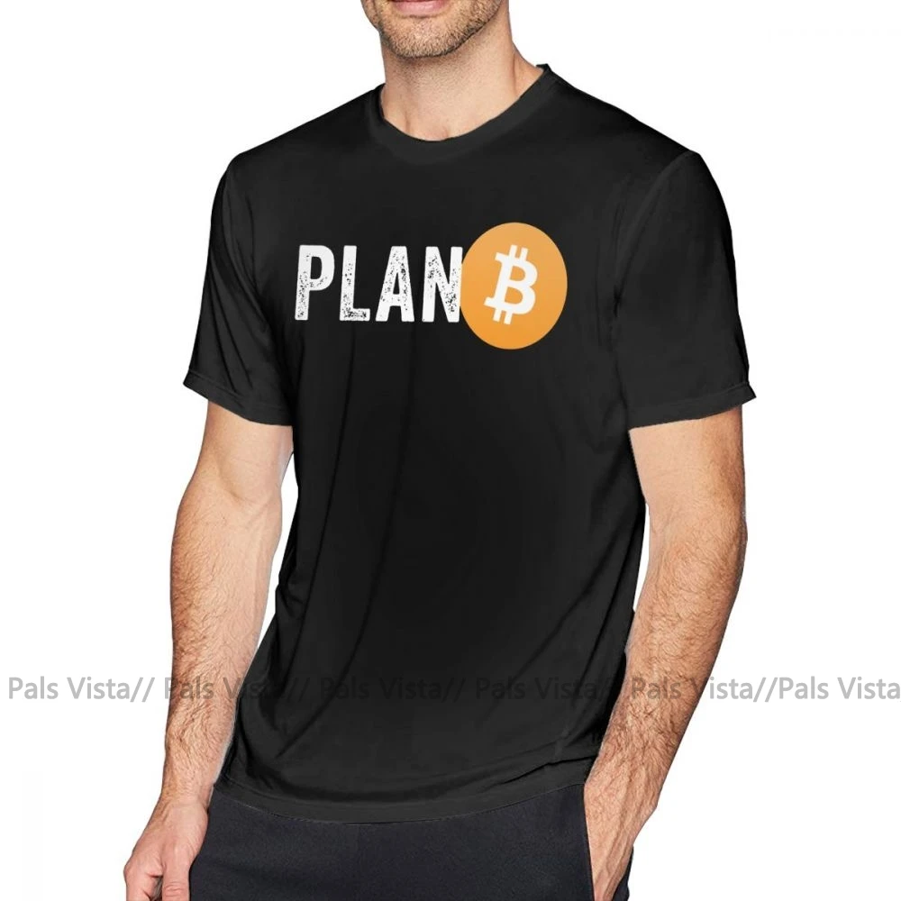 Биткоин футболка Plan B футболка 100 хлопок короткий рукав Футболка с принтом уличная Мужская большая отличная футболка - Цвет: Черный