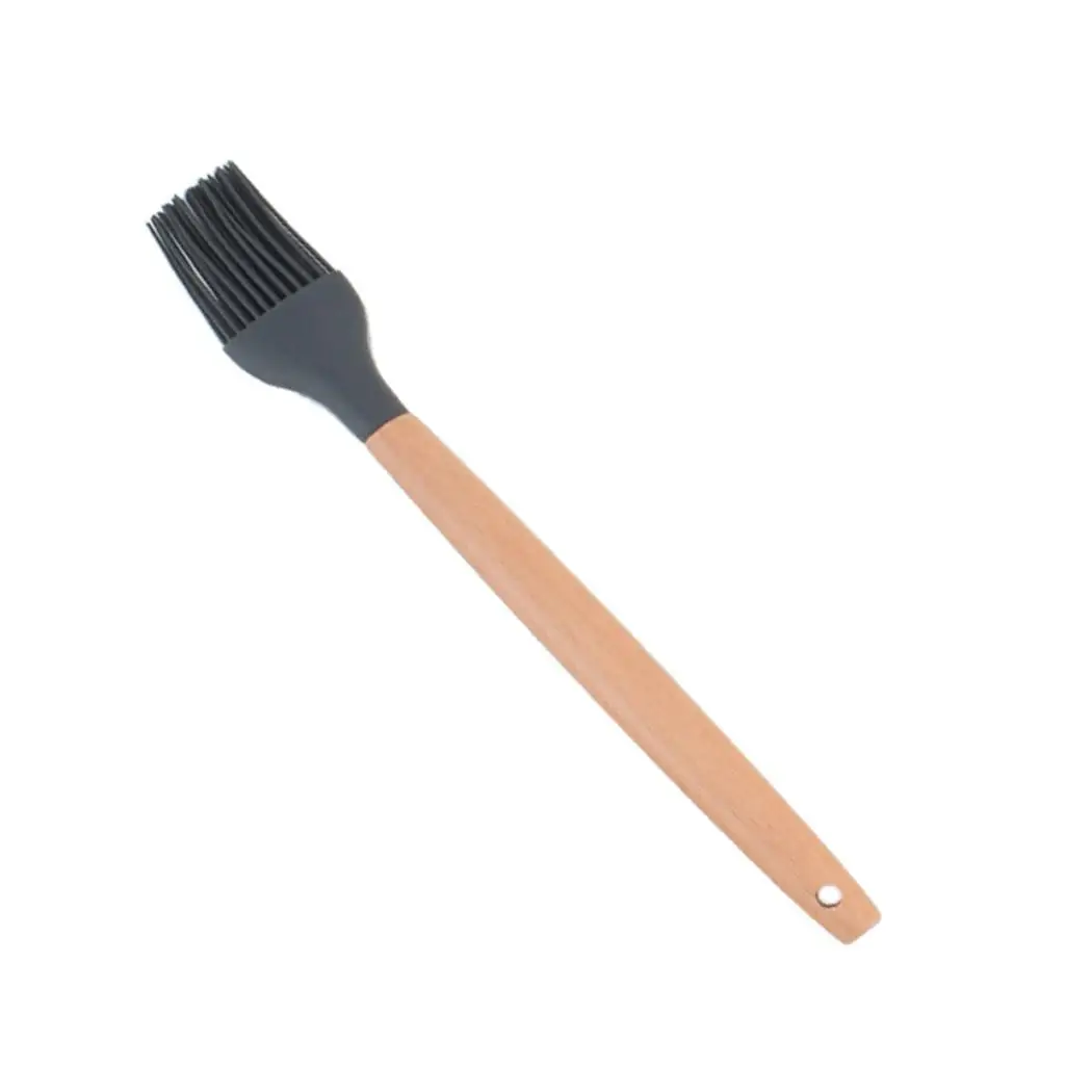 Силиконовая кухонная утварь кухонные инструменты Кухонная утварь с деревянной ручкой - Цвет: brush